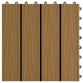 vidaXL 11 pcs Decking Tiles Deep Embossed WPC 11.8"x11.8" 1 sqm Teak Color