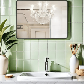 Large 40-inch X 30-inch Black Bathroom Mirror Is Stylishly Simple And Atmospheric