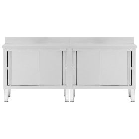 vidaXL Mese lucru uși glisante 2 buc. 200x50x(95-97)cm oțel inoxidabil