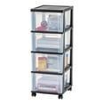 4-Drawer Narrow Plastic Storage Drawer Cart, Black