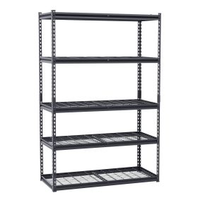 Storage Shelves 5 Tier Adjustable Heavy Duty Garage Shelving Units 3000 Lbs (Color: Black)