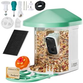 VEVOR Smart Bird Feeder With Camera 2K HD AI Identify Bird Species Auto Capture (Option: White Green)