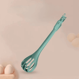 1pc; Multifunctional 3-in-1 Egg Whisk Food Holder Noodle Holder Baking Tool Egg Stirrer Manual Whisk 1 Pack 11.02''��2.76'' (Color: Green)