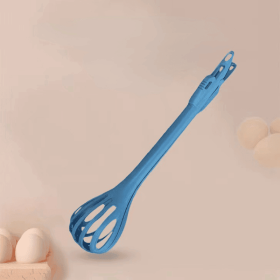 1pc; Multifunctional 3-in-1 Egg Whisk Food Holder Noodle Holder Baking Tool Egg Stirrer Manual Whisk 1 Pack 11.02''��2.76'' (Color: Blue)