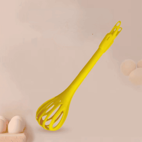 1pc; Multifunctional 3-in-1 Egg Whisk Food Holder Noodle Holder Baking Tool Egg Stirrer Manual Whisk 1 Pack 11.02''��2.76'' (Color: Yellow)