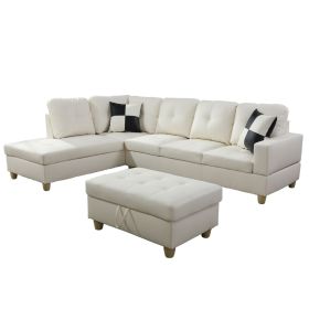 White Faux Leather 3-Piece Couch Living Room Sofa Set (Color: White)