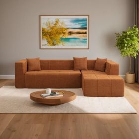 105.5" Modular L-Shaped Sectional Floor Couch, Deep Seat Tufted Comfy Sofa set with Chaise for Living Room (Color: As Picture)