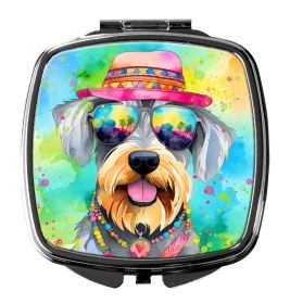Schnauzer Hippie Dawg Compact Mirror Decorative Travel Makeup Mirror for Women Girls Gifts Pocket Makeup Mirror Folding Handheld (Default: Default)