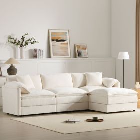[VIDEO]103.5" Chenille Modular Sectional Sofa with Deep and Wide Seat,L Shaped Cloud Couch Set with Double Cushions,4 Seat Sofa with Movable Ottoman (Color: as Pic)
